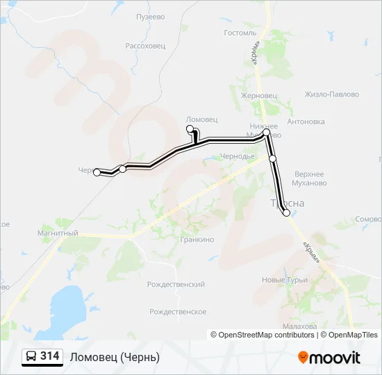 314 Bus Line Map