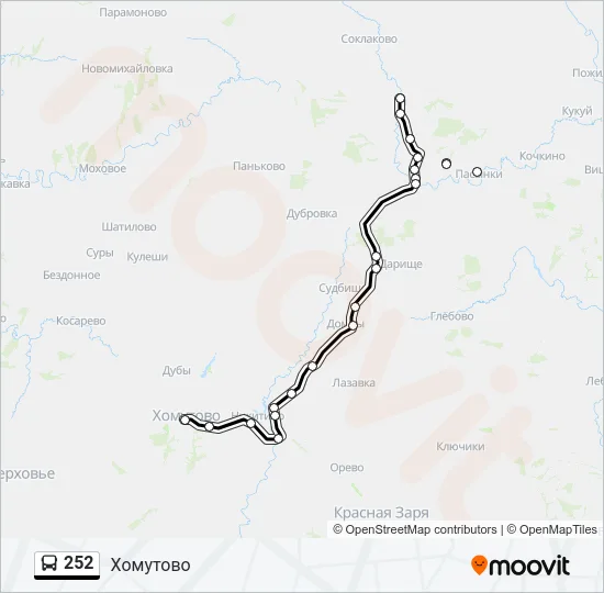 Автобус 252: карта маршрута
