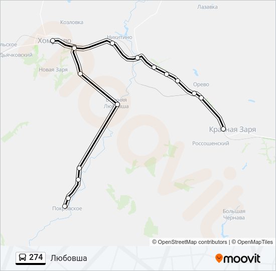 Автобус 274: карта маршрута
