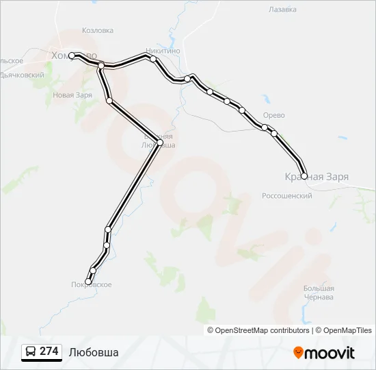 Автобус 274: карта маршрута