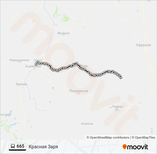 Автобус 665: карта маршрута