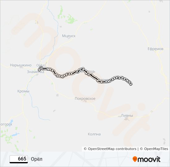 Расписание 665. 47 Маршрут Орел с остановками.