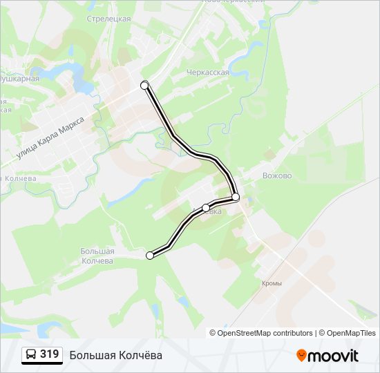 Автобус 319: карта маршрута