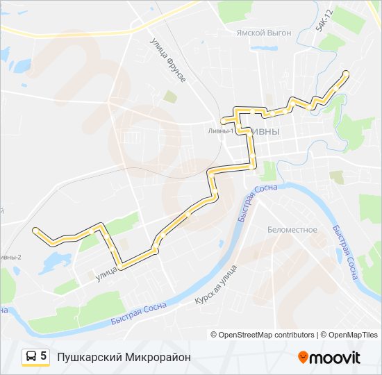 Автобус 5: карта маршрута