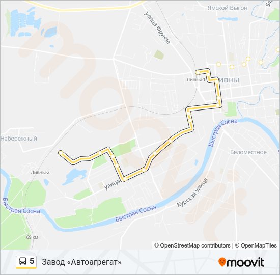 Автобус 5: карта маршрута
