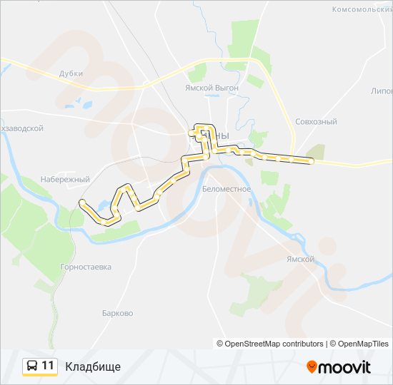 Автобус 11: карта маршрута