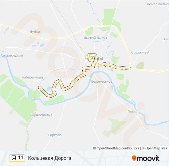Автобус 11: карта маршрута