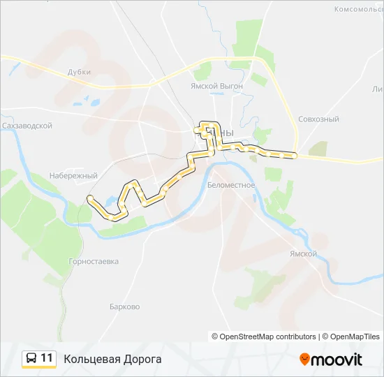 Автобус 11: карта маршрута
