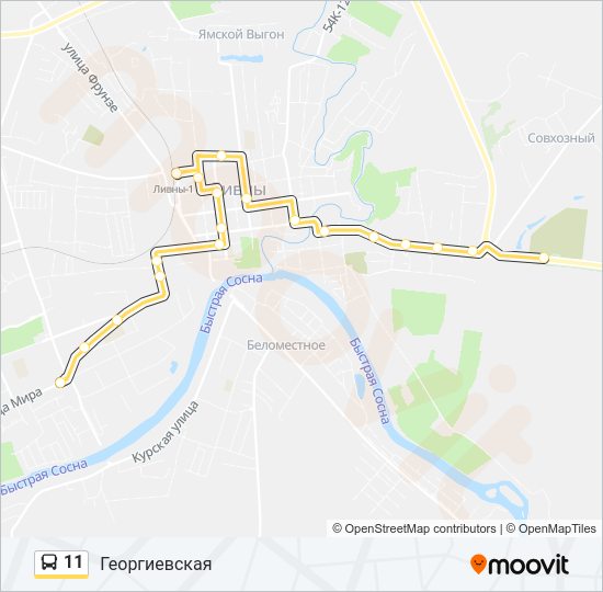 Автобус 11: карта маршрута