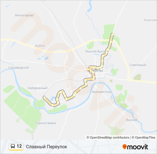 Автобус 12: карта маршрута