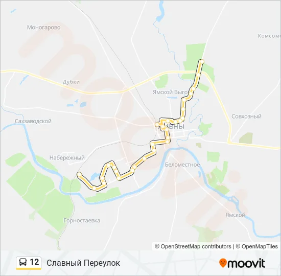 Автобус 12: карта маршрута