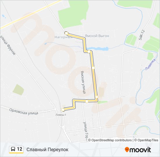 Автобус 12: карта маршрута