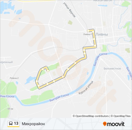 Автобус 13: карта маршрута
