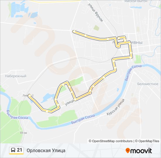 Автобус 21: карта маршрута
