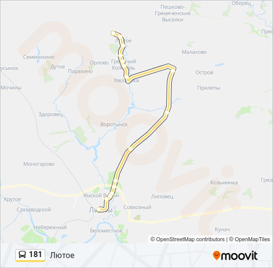 Автобус 181: карта маршрута
