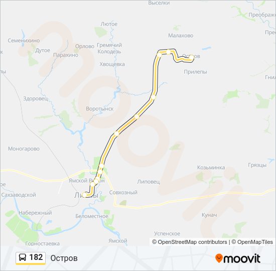 Автобус 182: карта маршрута