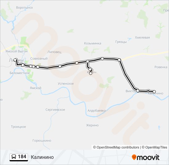 Автобус 184: карта маршрута