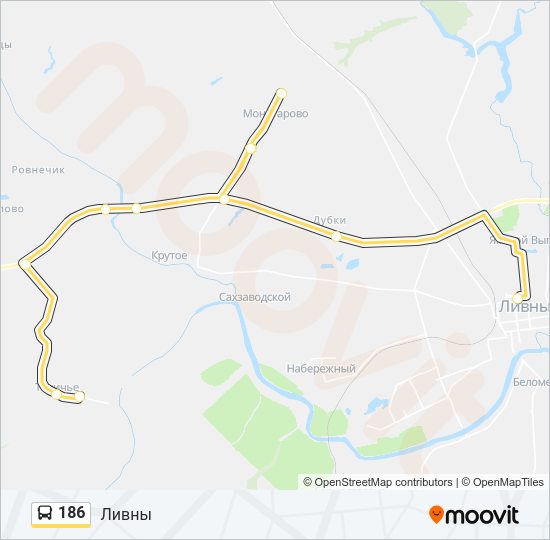 Автобус 186: карта маршрута