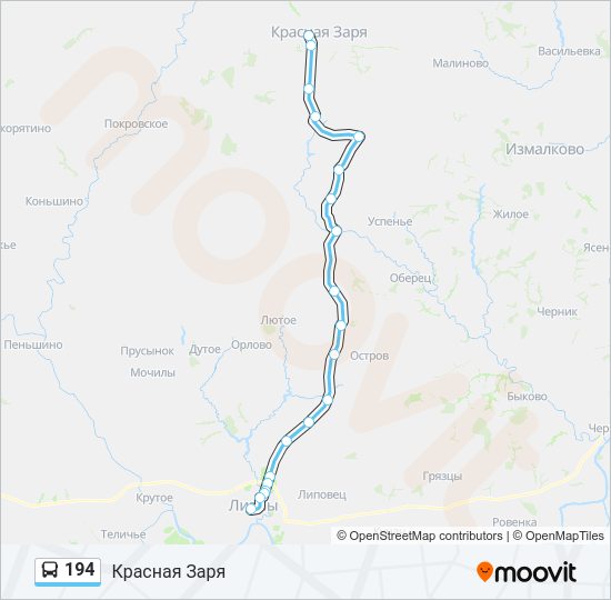 Автобус 194: карта маршрута