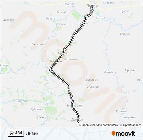 Автобус 434: карта маршрута
