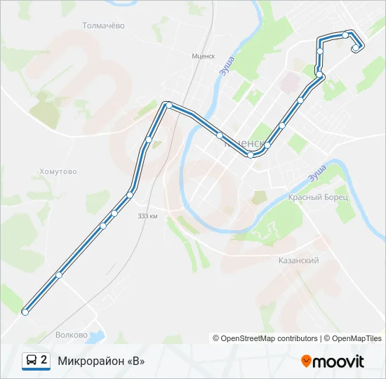Автобус 2: карта маршрута