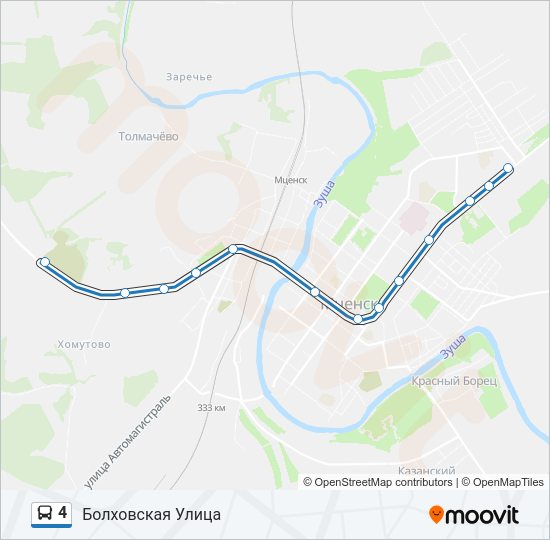 Автобус 4: карта маршрута