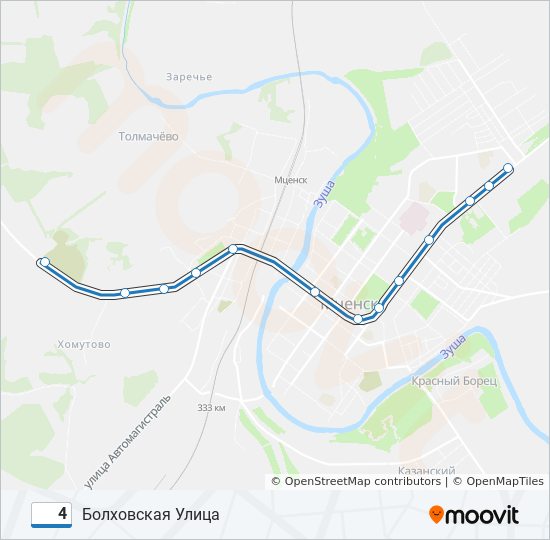 Автобус 4: карта маршрута