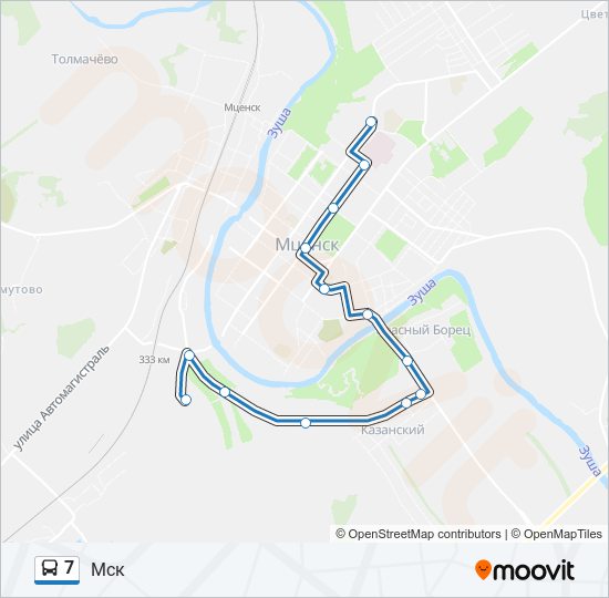 Автобус 7: карта маршрута