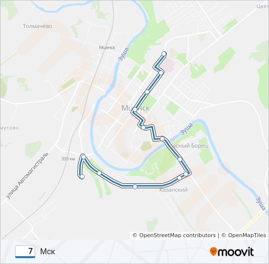 Автобус 7: карта маршрута