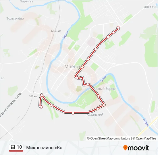 Автобус 10: карта маршрута