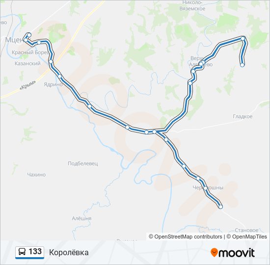 133 bus Line Map