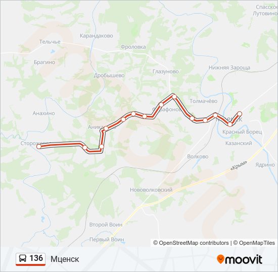 136 bus Line Map