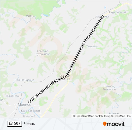 Автобус 507: карта маршрута