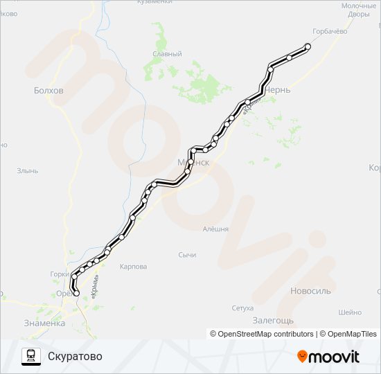 ТУЛЬСКОЕ НАПРАВЛЕНИЕ Train Line Map