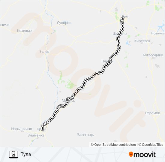 ТУЛЬСКОЕ НАПРАВЛЕНИЕ Train Line Map