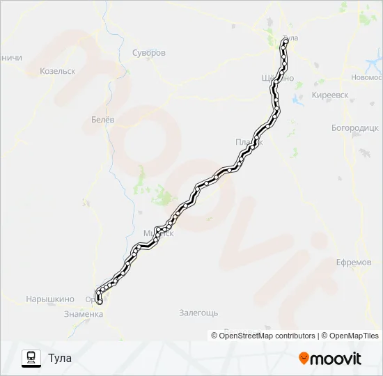 ТУЛЬСКОЕ НАПРАВЛЕНИЕ Train Line Map