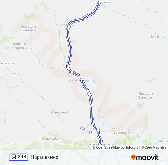 Автобус 248: карта маршрута