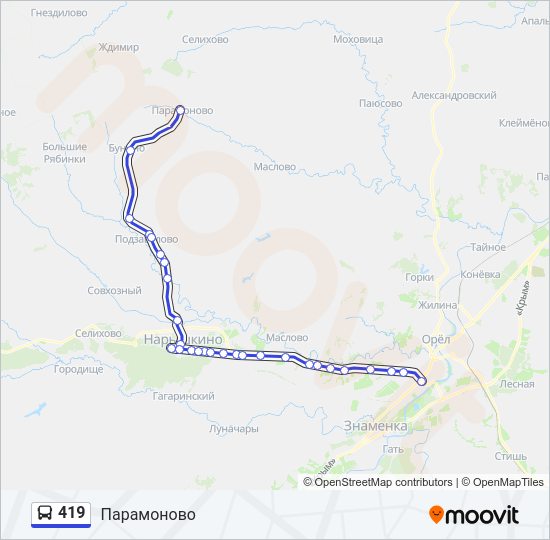 Автобус 419: карта маршрута
