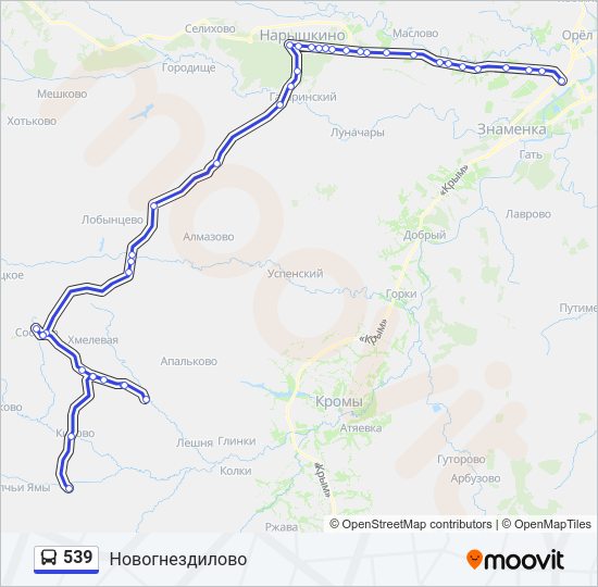 Автобус 539: карта маршрута