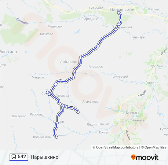 Автобус 542: карта маршрута