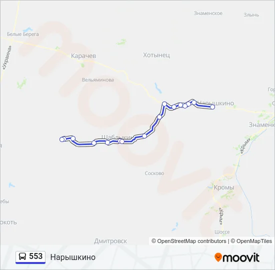 Автобус 553: карта маршрута