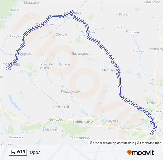 619 bus Line Map