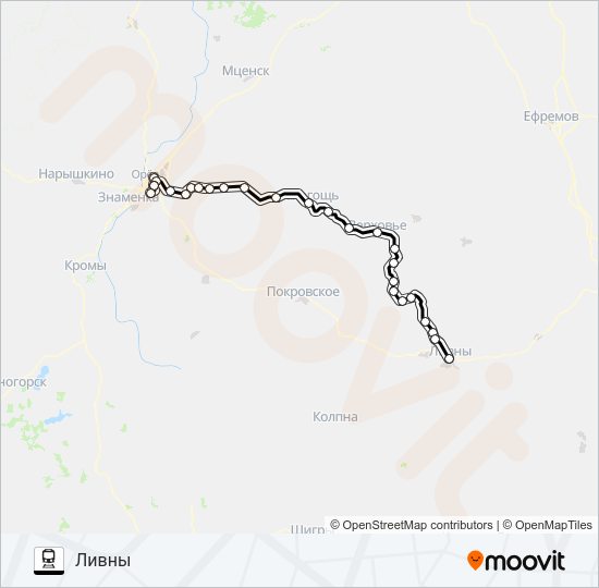 ЛИВЕНСКОЕ НАПРАВЛЕНИЕ Train Line Map