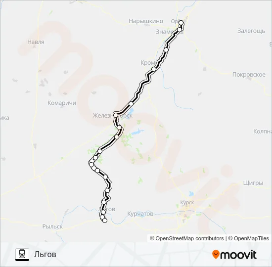 Поезд ЖЕЛЕЗНОГОРСКОЕ НАПРАВЛЕНИЕ: карта маршрута