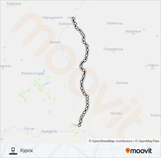 КУРСКОЕ НАПРАВЛЕНИЕ (ОРЁЛ) Train Line Map