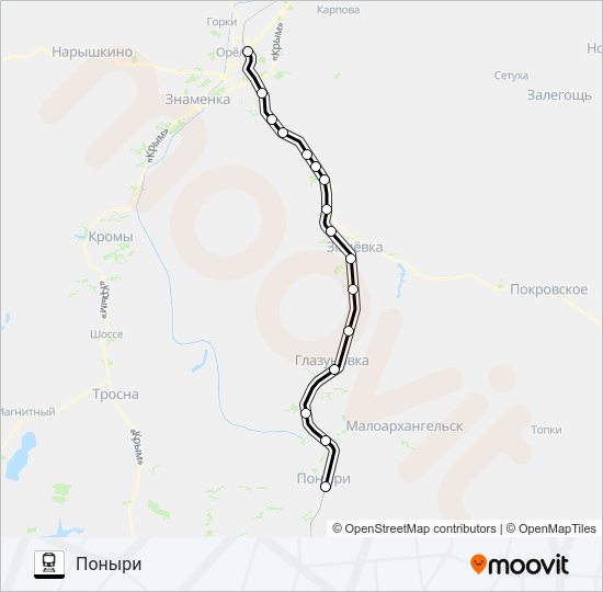 КУРСКОЕ НАПРАВЛЕНИЕ (ОРЁЛ) Train Line Map