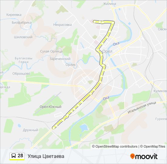 Автобус 28: карта маршрута