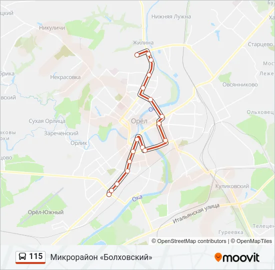 Автобус 115: карта маршрута