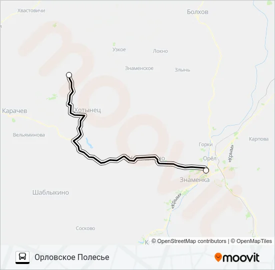 Автобус ОРЁЛ - ОРЛОВСКОЕ ПОЛЕСЬЕ: карта маршрута