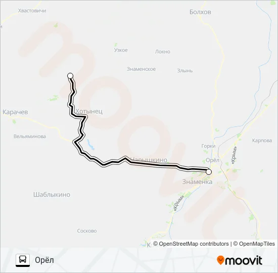 ОРЁЛ - ОРЛОВСКОЕ ПОЛЕСЬЕ Bus Line Map